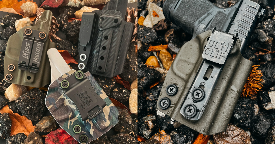 Image showing various IWB pistol holsters with emphasis on comfort, concealment, and convenience.