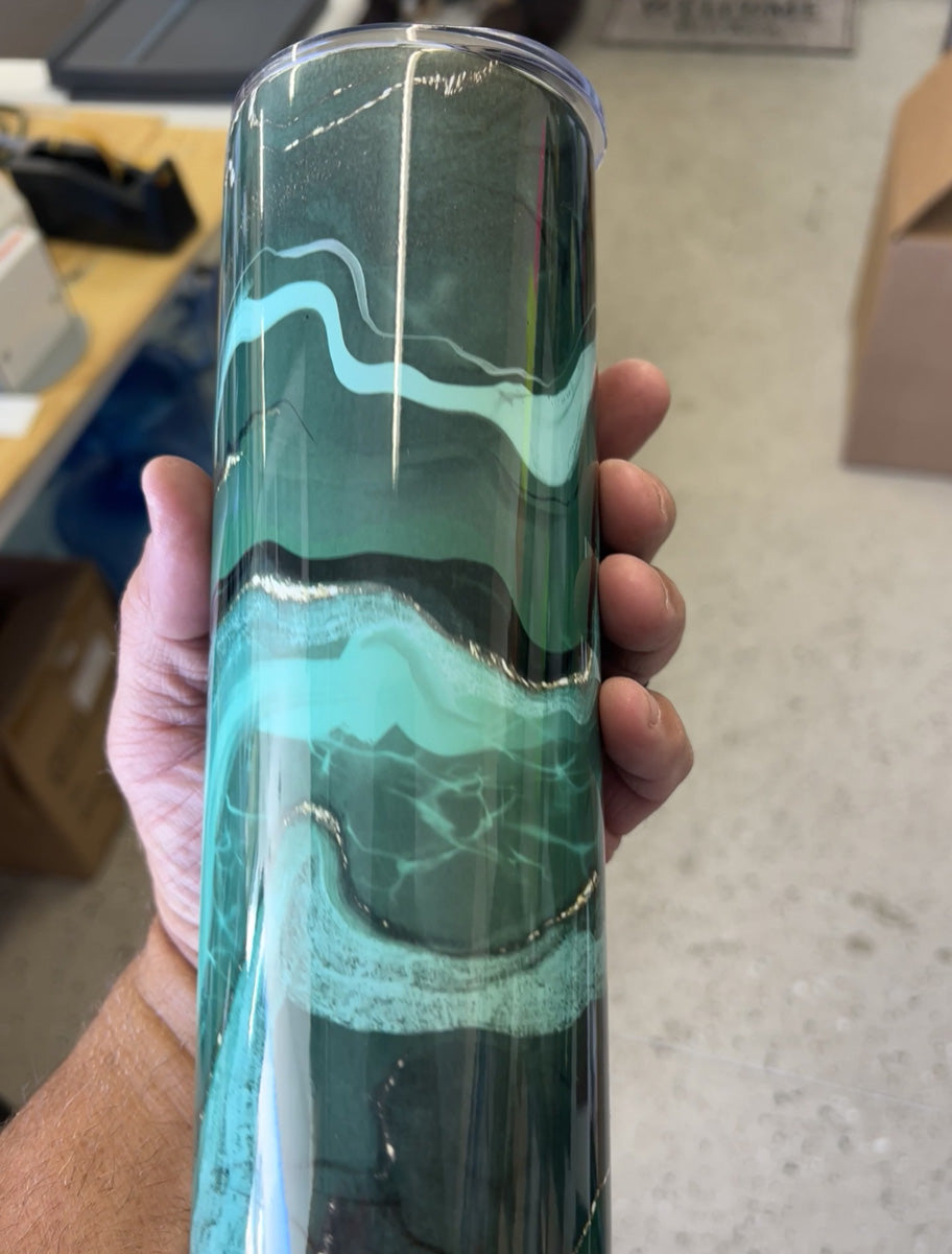 Green Ink Swirl Tumbler, Green Epoxy Tumbler, Green Travel Mug, Gifts for  Men 